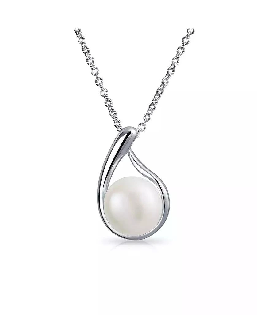 Bling Jewelry Timeless Round Freshwater Cultured Pearl Pendant Necklace Sterling Silver