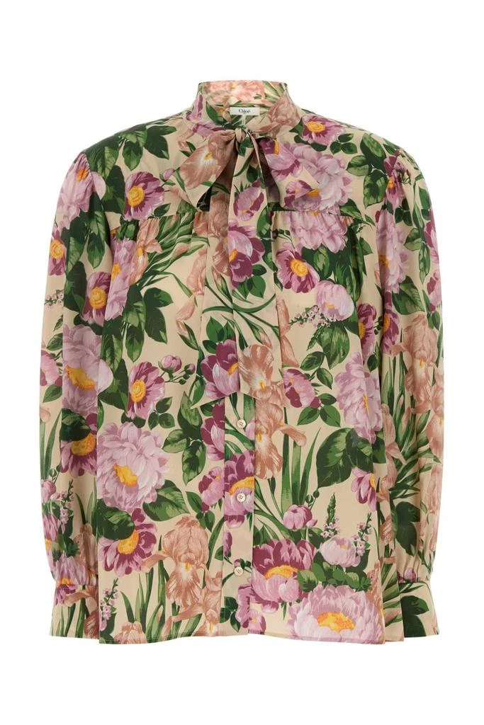 Chloé Chloé Allover Floral Printed Bow-Neck Blouse from Cettire
