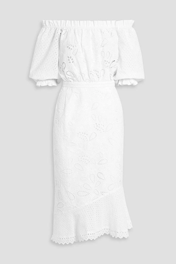 Saloni Grace off-the-shoulder broderie anglaise cotton midi dress 1