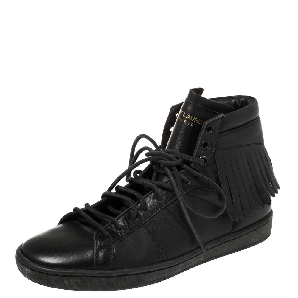 Yves Saint Laurent Saint Laurent Black Leather Classic Court Fringe Sneakers Size 36 1