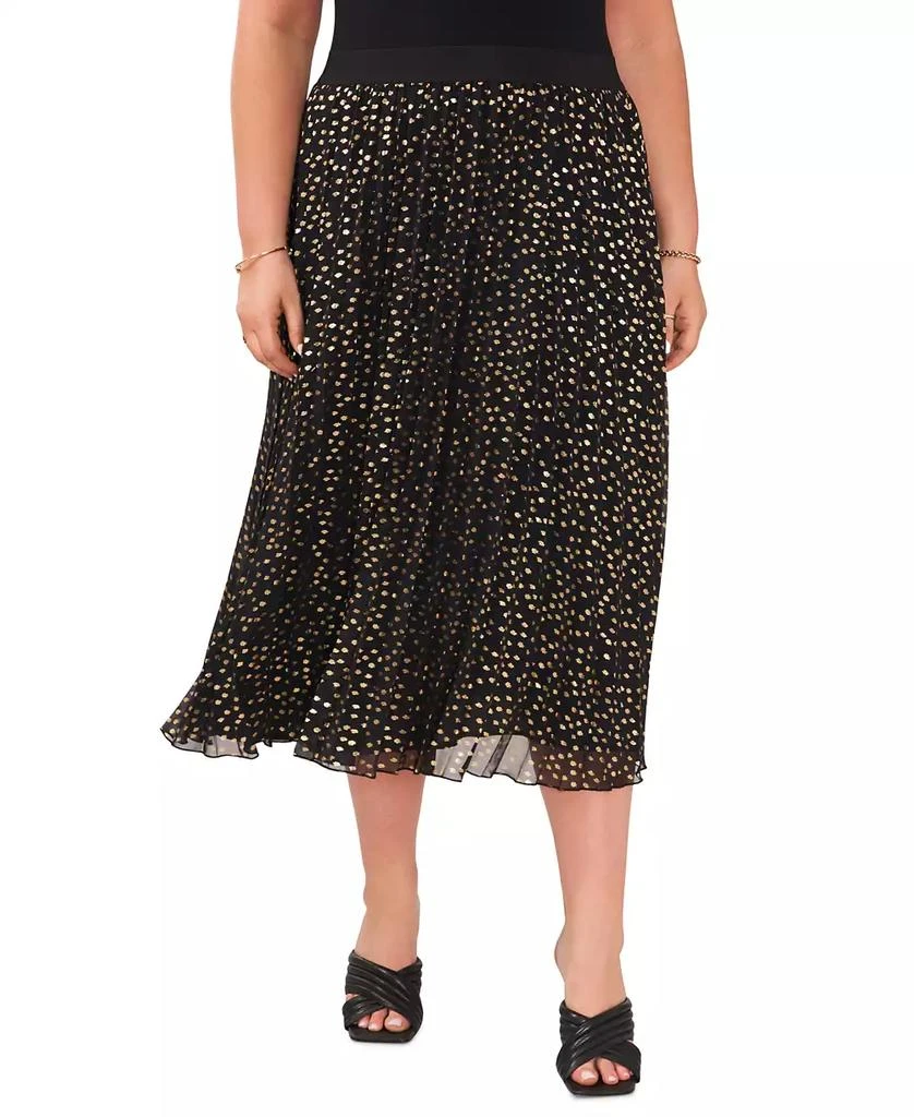 Vince Camuto Vince Cameo Plus Size Foil-Dot Pleated Midi Skirt 1