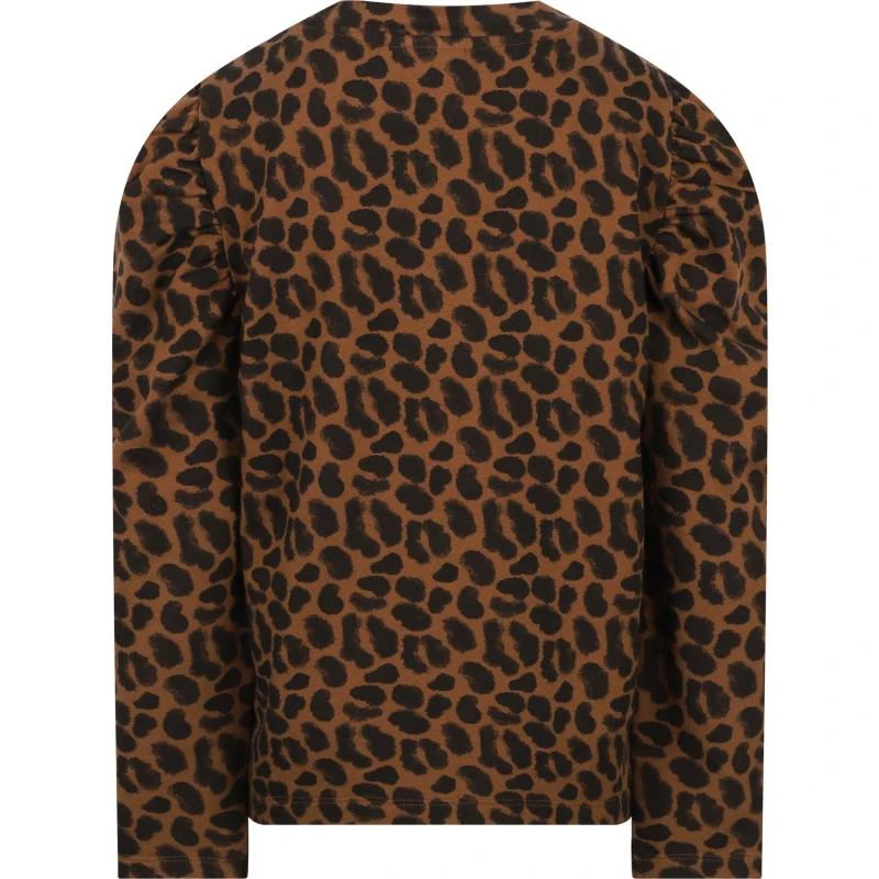 Little Man Happy Leopard print long sleeved organic t shirt in brown 2