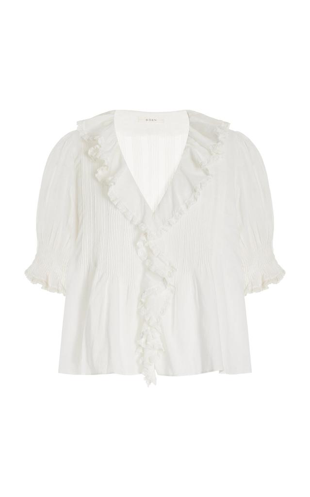 DÔEN DÔEN - Henri Ruffled Organic Cotton Top - White - XL - Moda Operandi