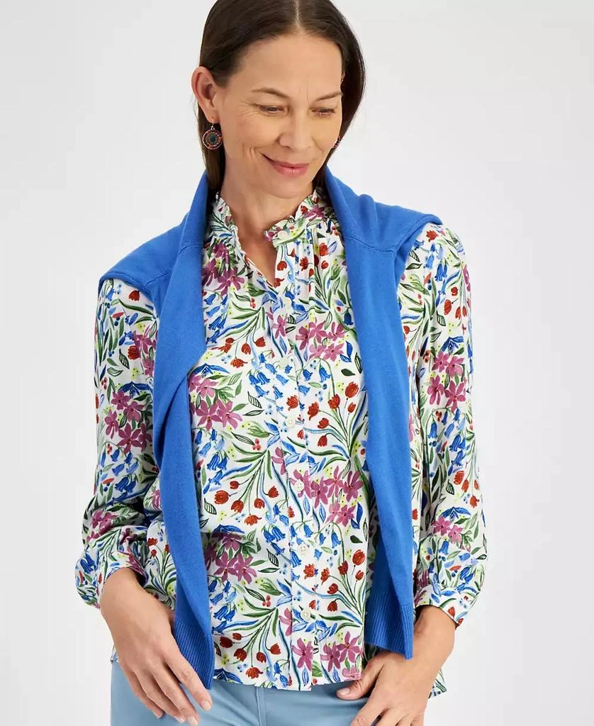 Style & Co Petite Floral-Print Button-Front Blouse, Created for Macy's 1