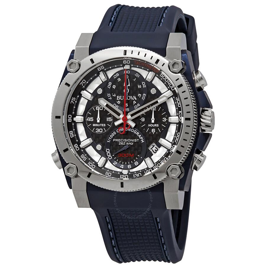 Bulova Precisionist Chronograph Black Carbon Dial Men's Watch 98B315