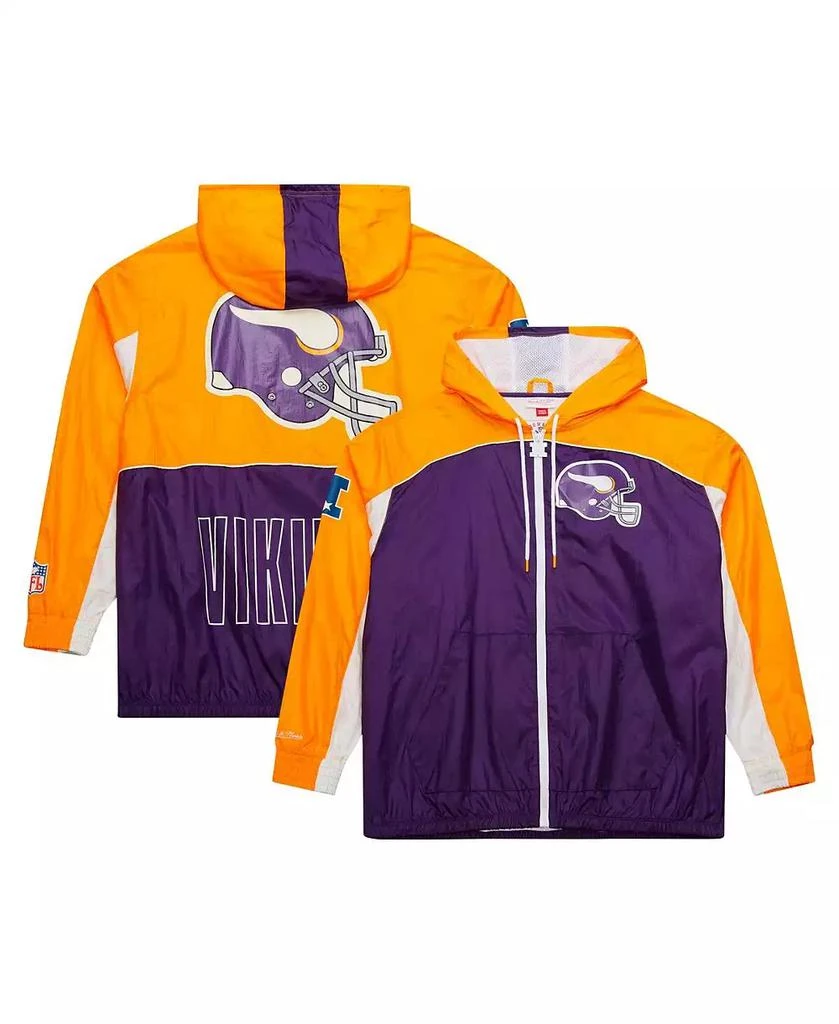 Mitchell & Ness Men's White Minnesota Vikings Big Shot Premium Full-Zip Windbreaker Jacket 1