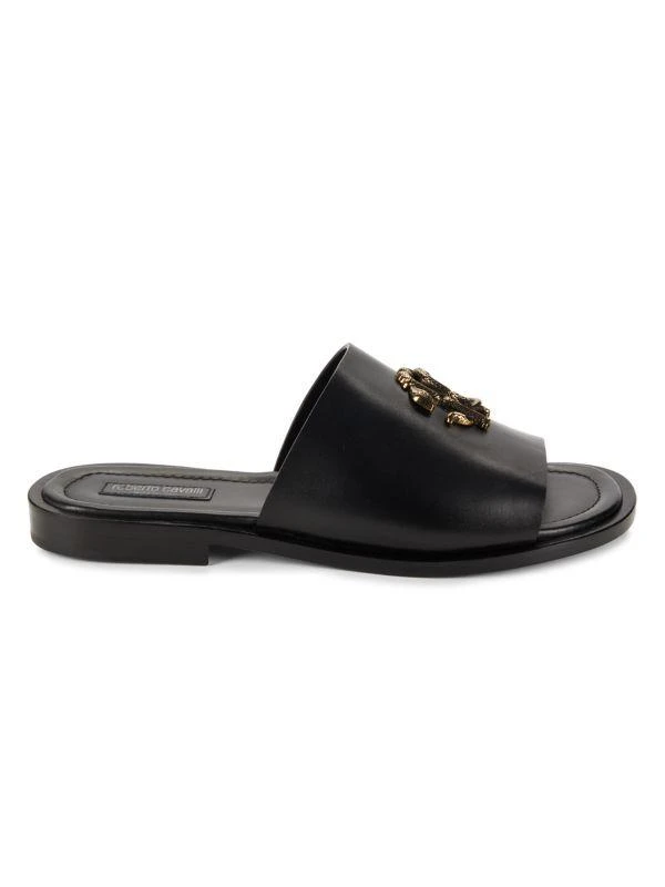 Roberto Cavalli Logo Leather Slides 1