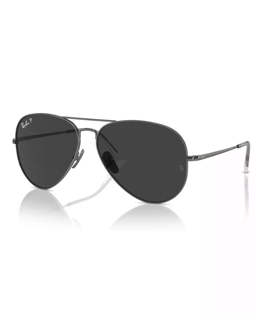 Ray-Ban Unisex Polarized Sunglasses, Aviator Titanium Rb8089
