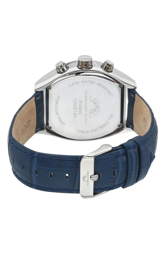 Porsamo Bleu Roman Chronograph Croc Embossed Leather Strap Watch, 42mm 3