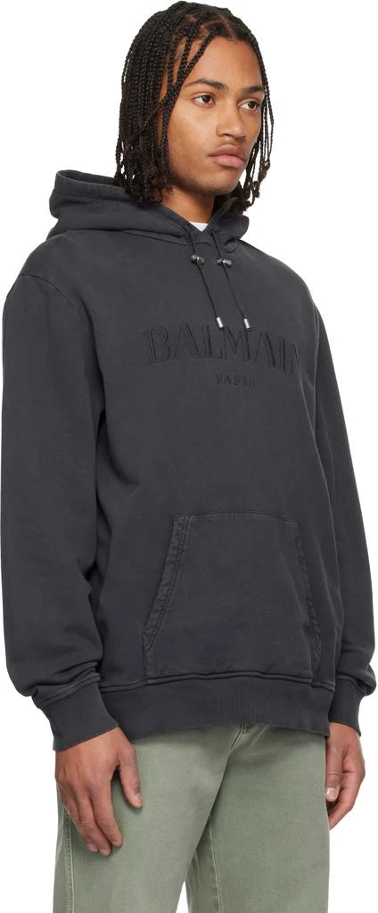 Balmain Gray Vintage 
Balmain
 Embroidered Hoodie 2