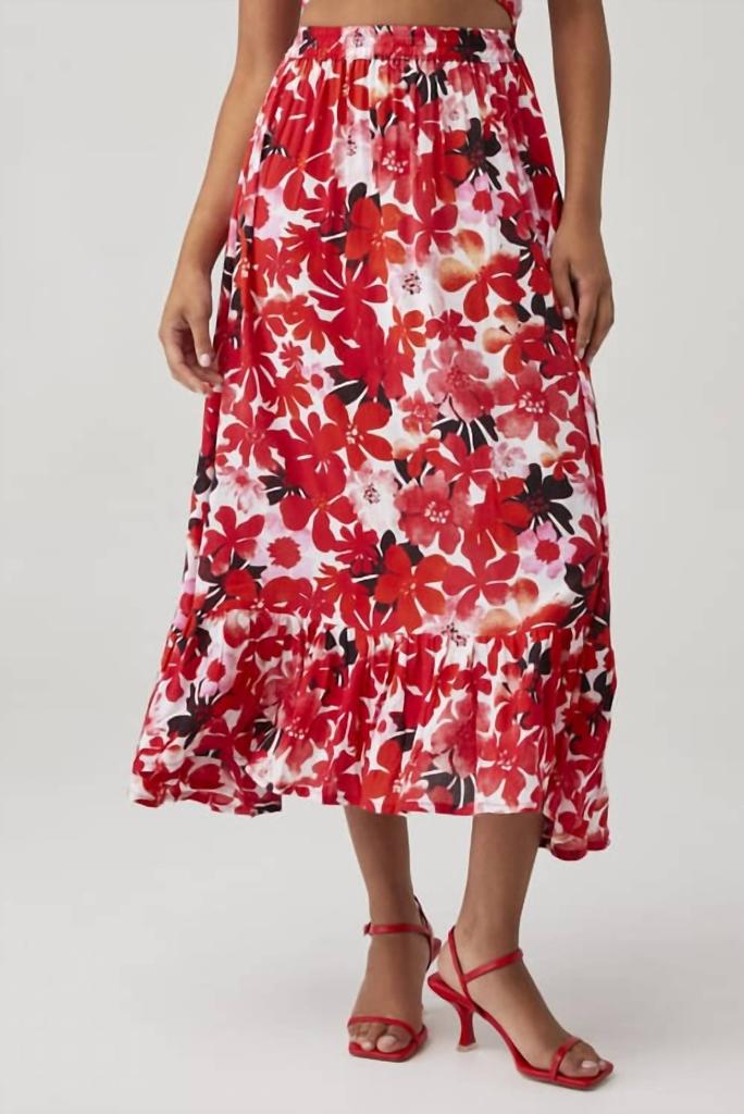 Tiare Hawaii Capri Skirt In Fiji Flowers Red