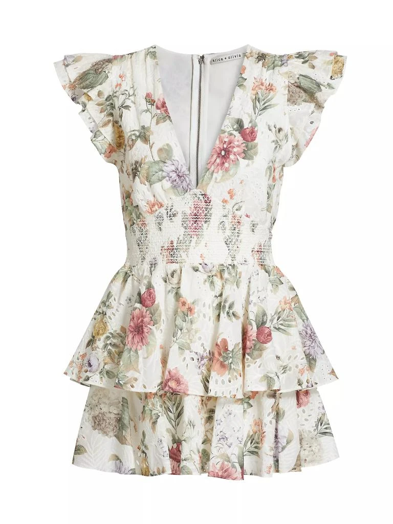 Alice + Olivia Kessie Floral Ruffle Romper 1