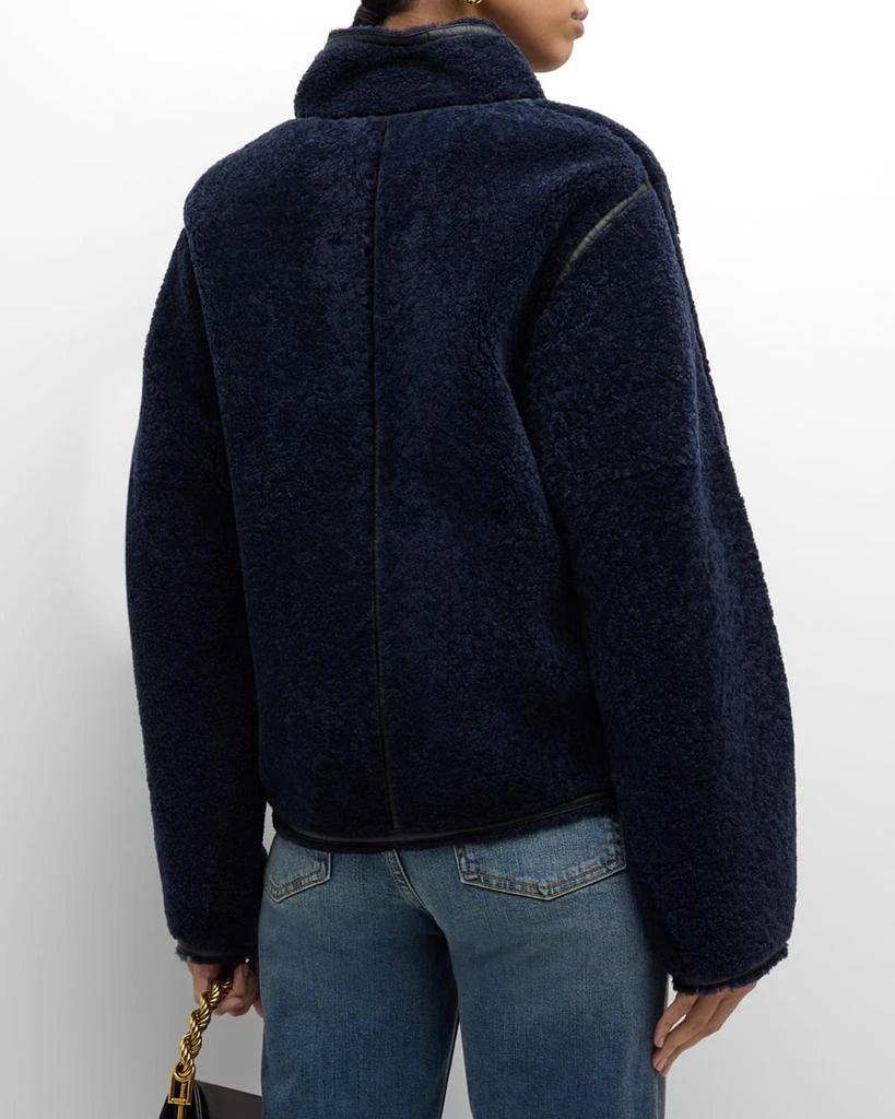 VANESSA BRUNO Dino Leather-Trim Shearling Jacket 6
