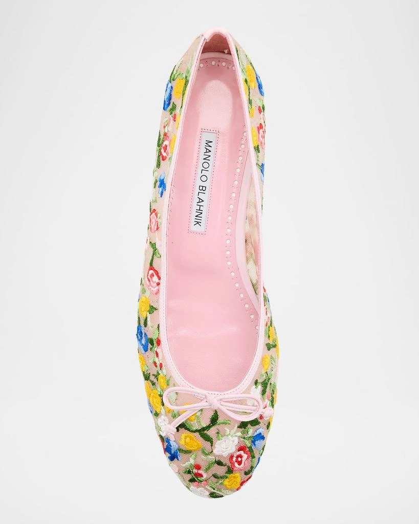 Manolo Blahnik Floral Mesh Bow Ballerina Flats 5