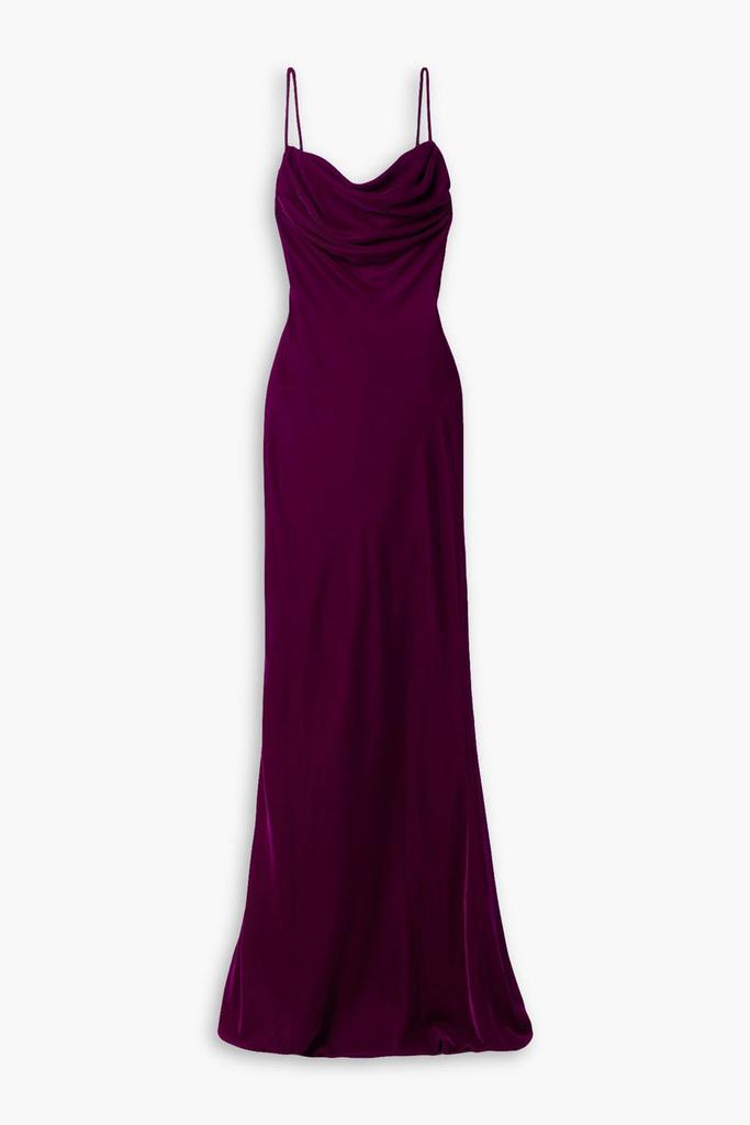 RASARIO Draped open-back velvet gown