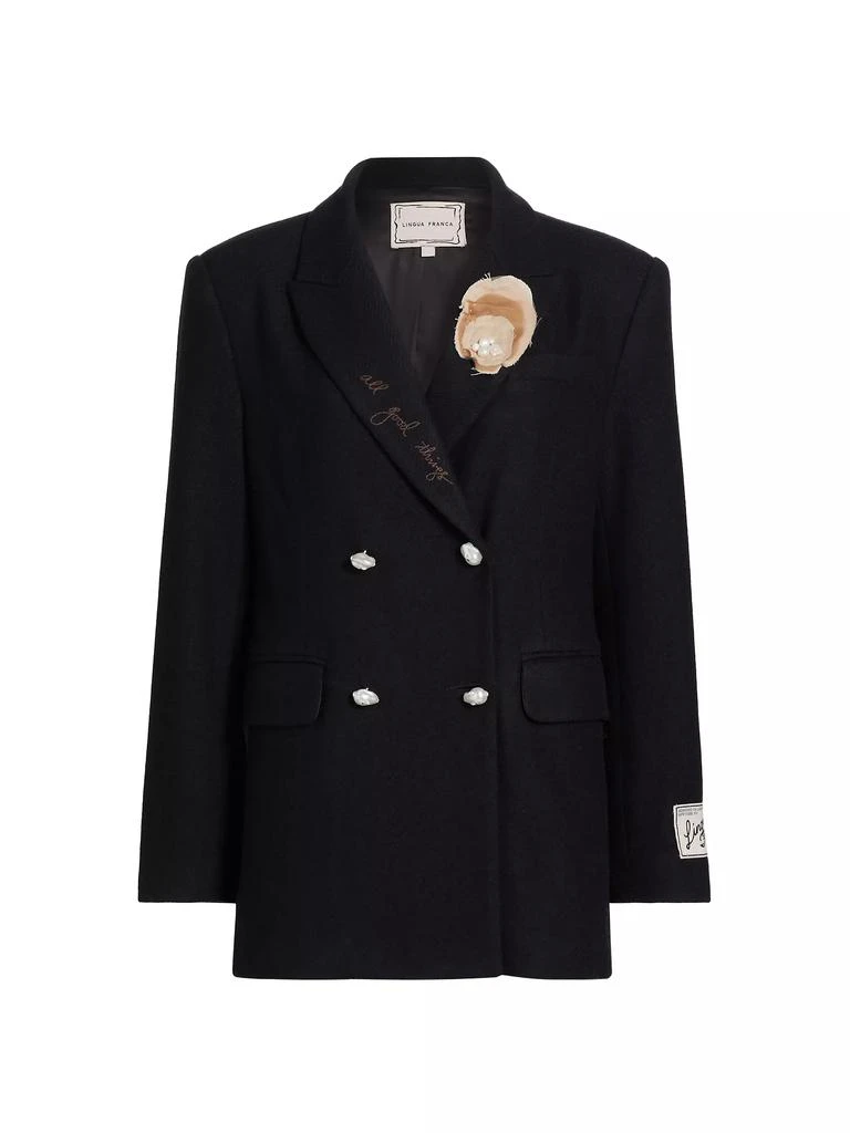 Lingua Franca Jackie Pearl-Embellished Double-Breasted Blazer 1