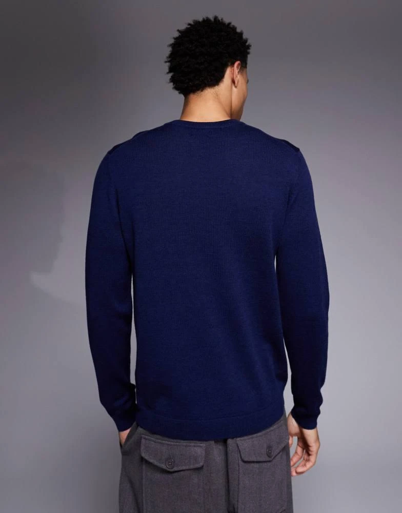 ASOS ASOS DESIGN knitted long sleeve pure merino wool crew neck in navy 3