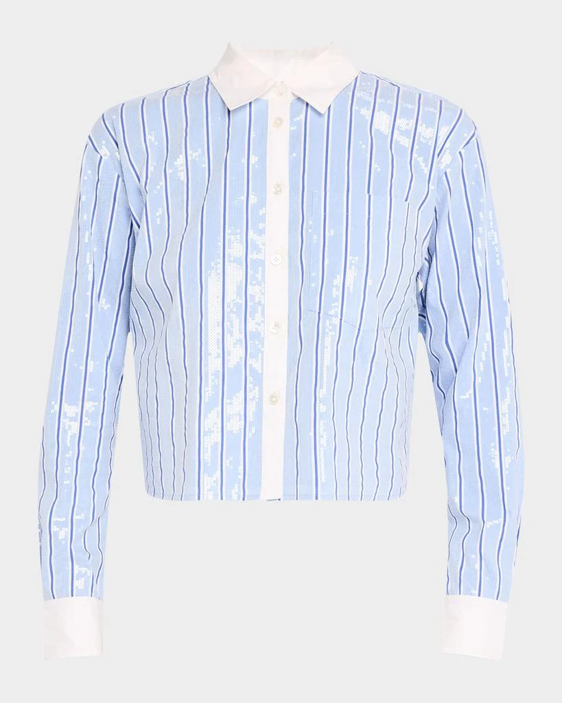 VERONICA BEARD Maia Stripe Sequined Shirt 1