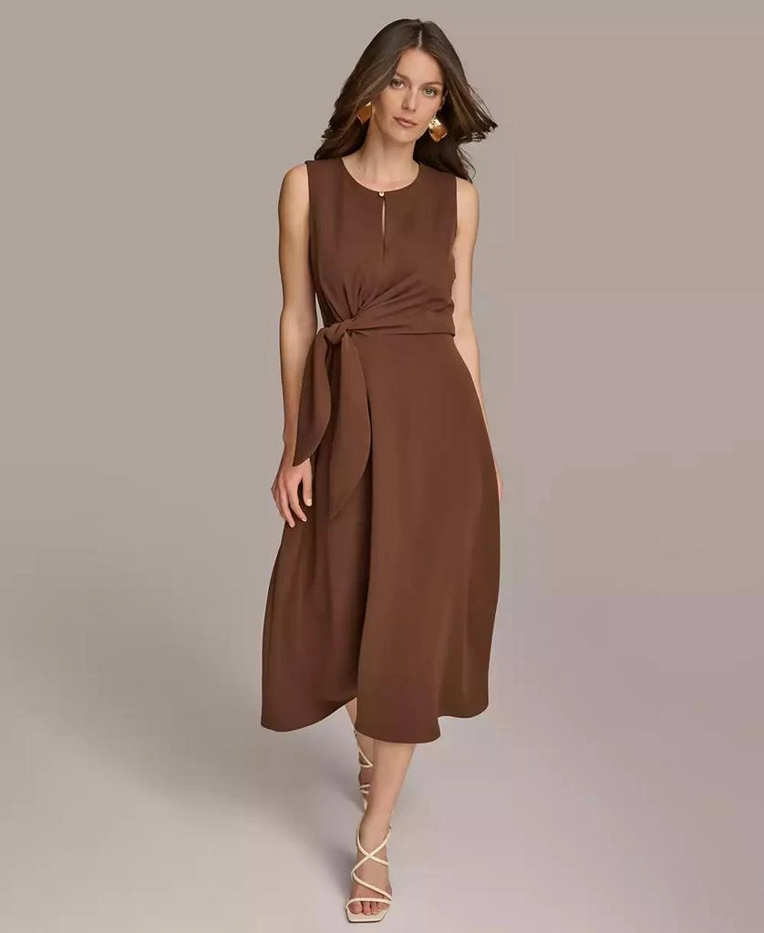 Donna Karan Donna Karan Women's Tie-Waist Keyhole Midi Dress 6