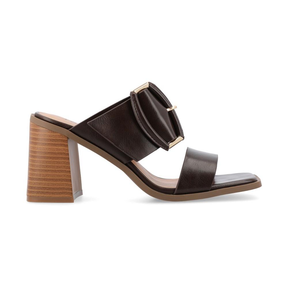 Journee Collection Women's Junie Double Strap Buckle Block Heel Sandals