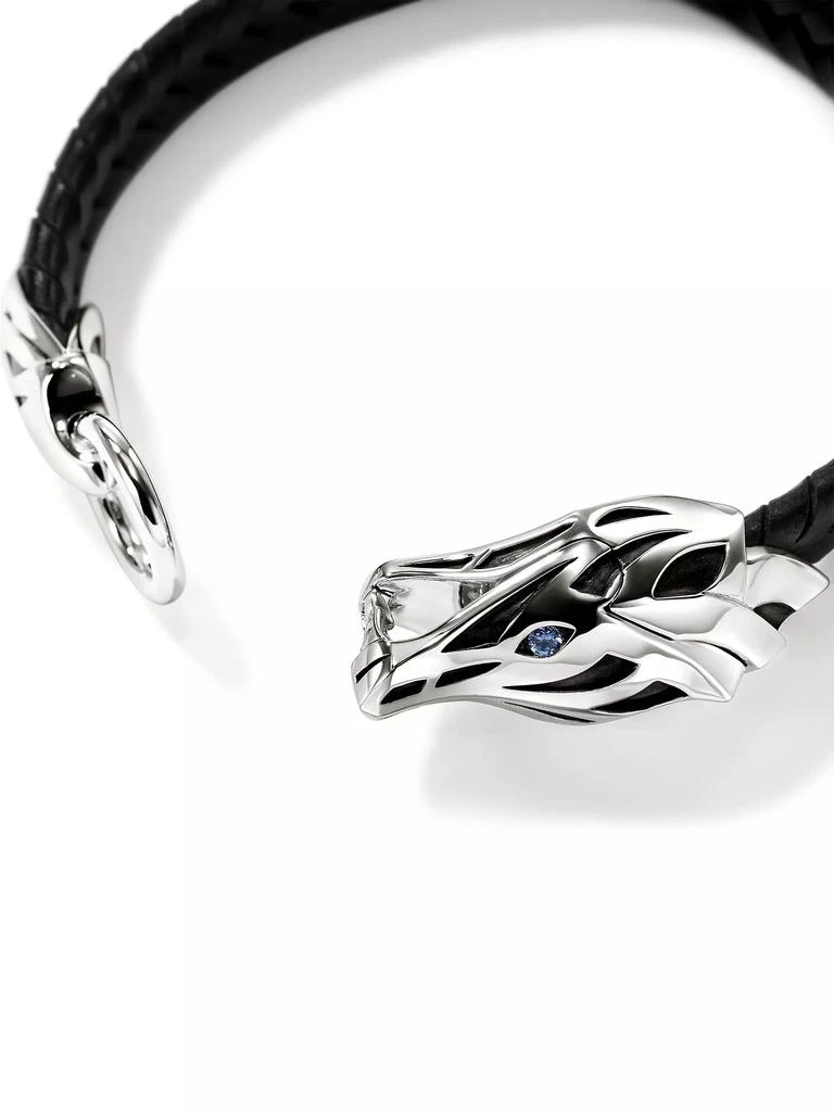 John Hardy Naga Sterling Silver, Leather & Blue Sapphire Bracelet 4