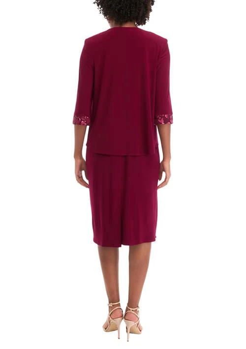 Maya Brooke Brooke Womens Crew Neck Solid Jacket Dress 2