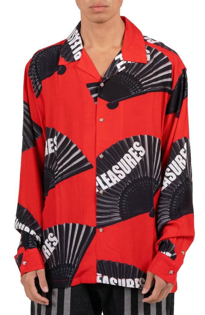 PLEASURES Fans Print Button-Up Shirt