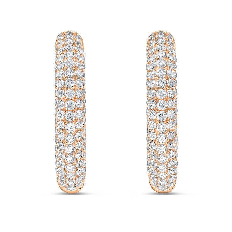 Diana M Jewels 14KT ROSE GOLD LAB GROWN DIAMOND HOOPS WEIGHING 5.00 CTS TW