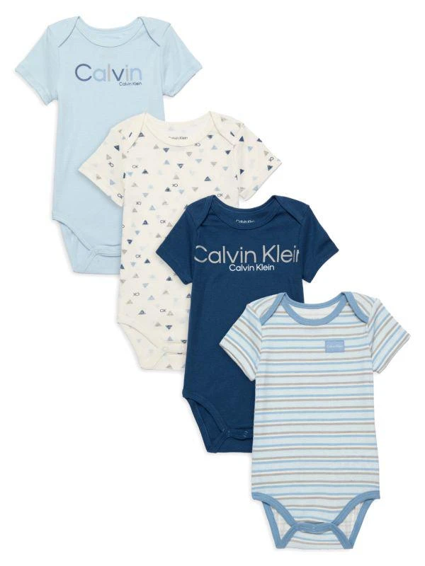 Calvin Klein Baby Boy's 4-Pack Logo Bodysuits 1