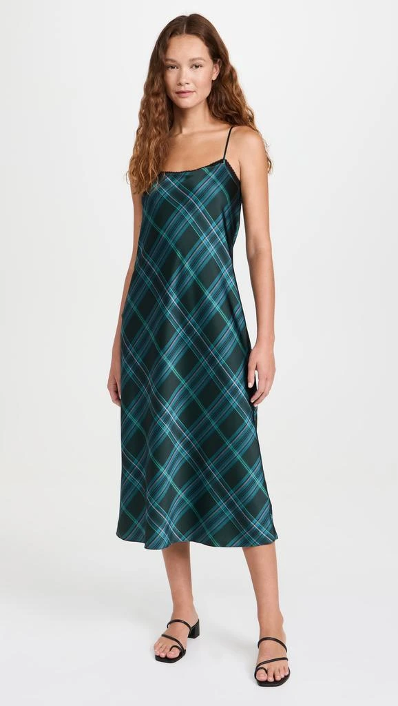 Vince Plaid Lace Trim Slip Dress 6