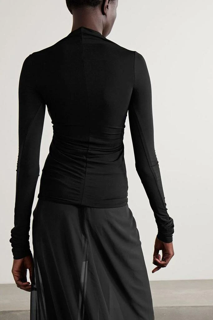 RICK OWENS Cutout ruched stretch-jersey top 3