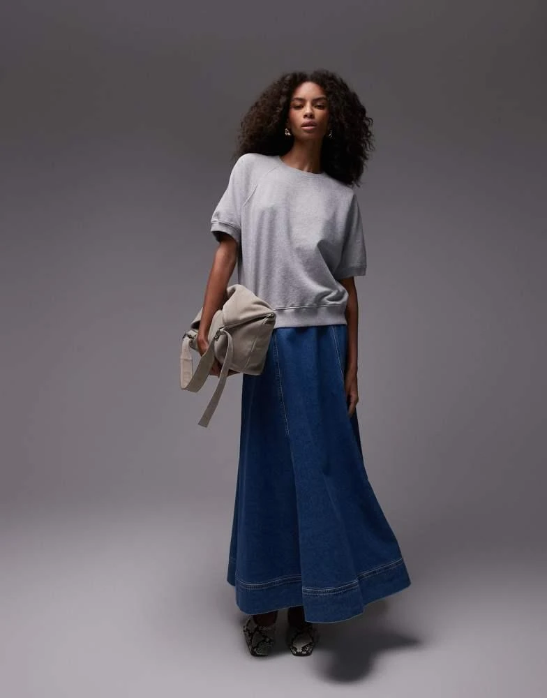 ARKET ARKET soft terry sweatshirt with short sleeves in grey melange 4