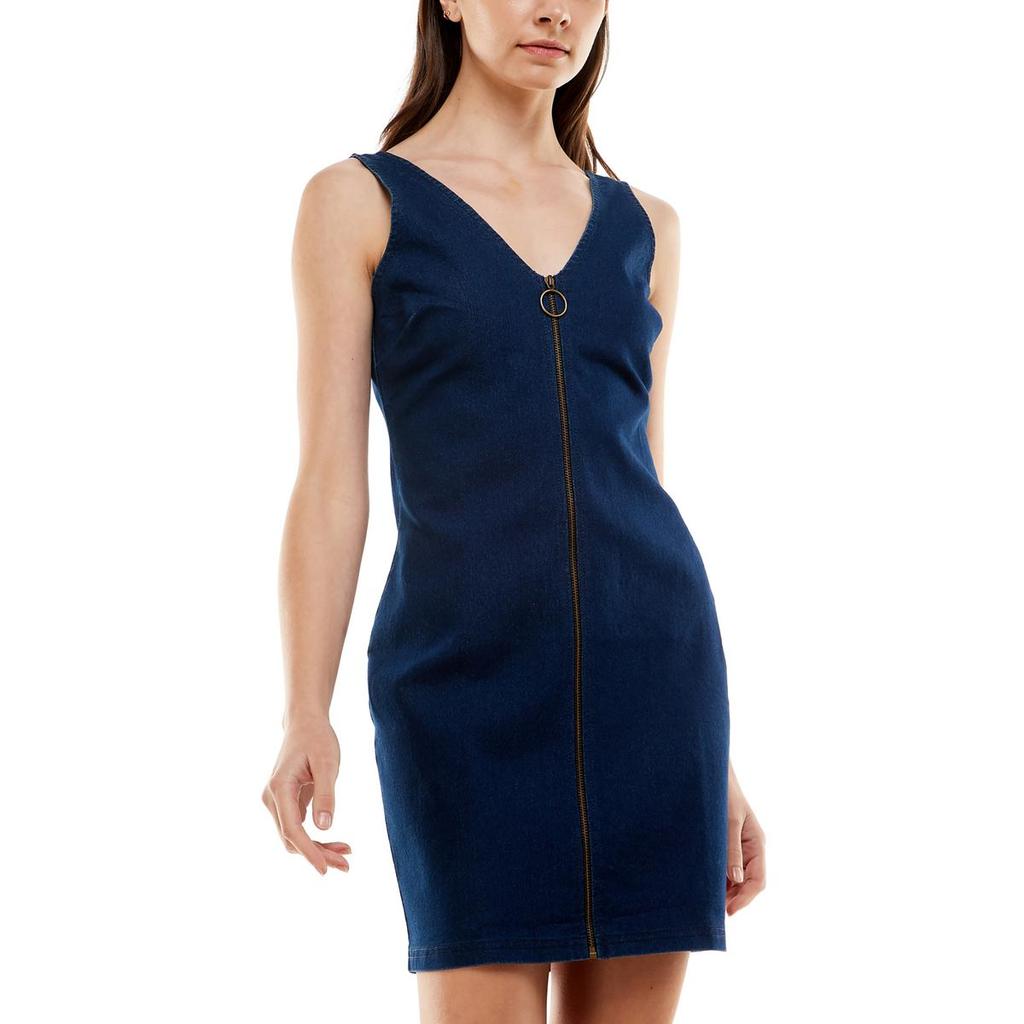 Derek Heart Juniors Womens V Neck Midi Sheath Dress