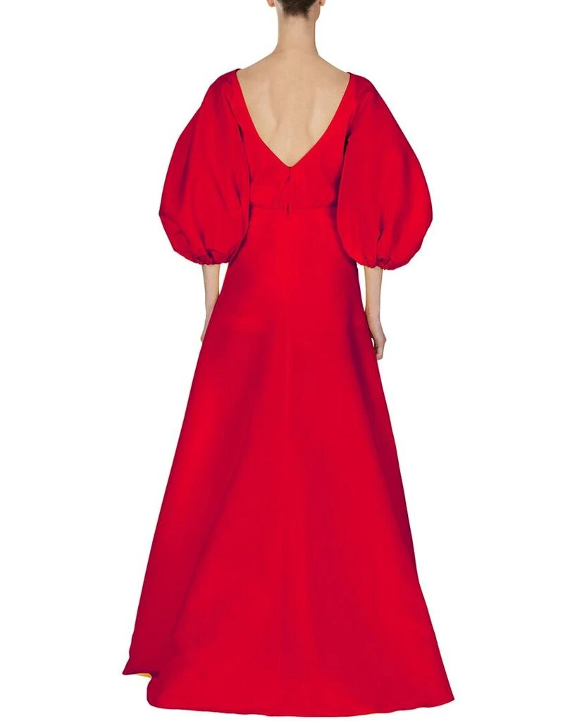 Carolina Herrera Shirred Puff Sleeve Sarong Silk Gown 2