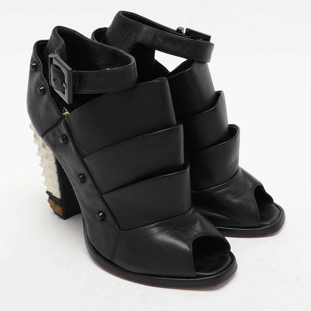 Fendi Fendi Black Leather Polifonia Booties Size 36.5 5