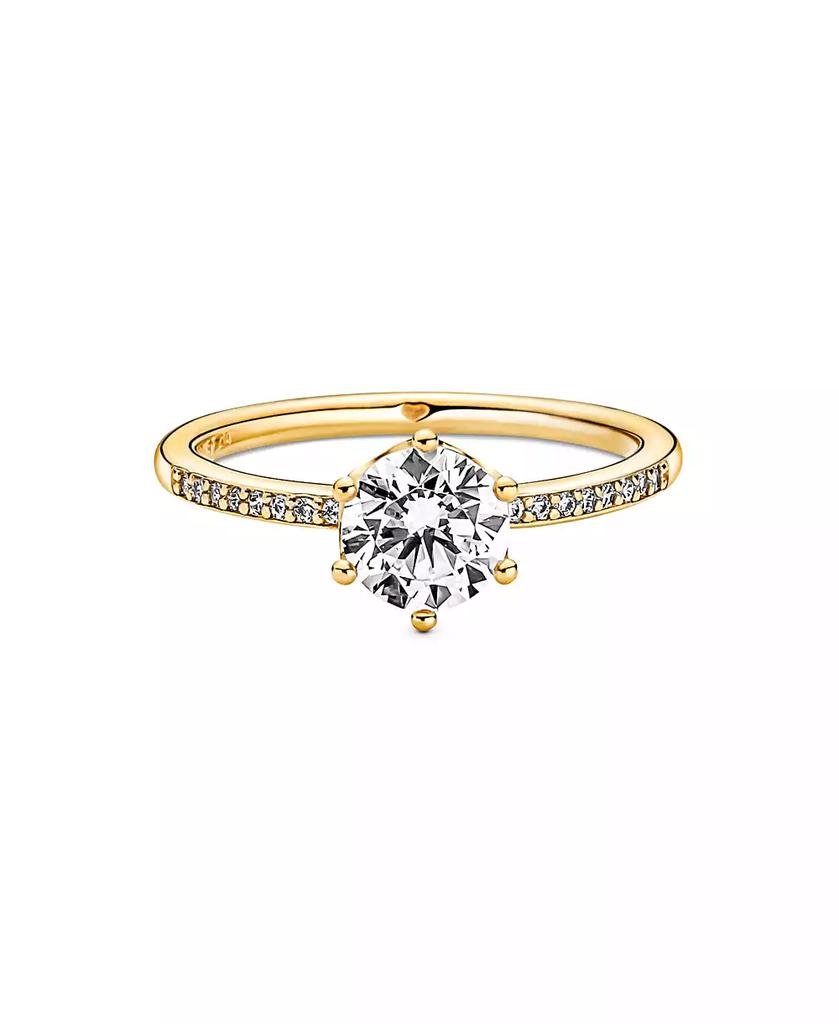 PANDORA Cubic Zirconia Moments Clear Sparkling Crown Solitaire Ring