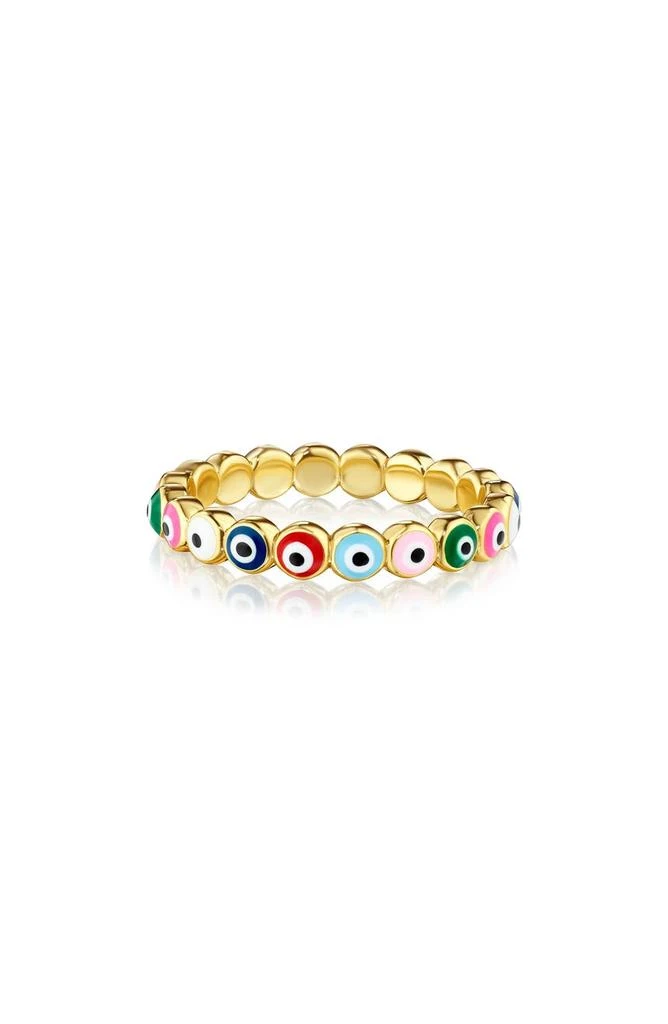 House of Frosted 14K Gold Plated Evil Eye Band Ring