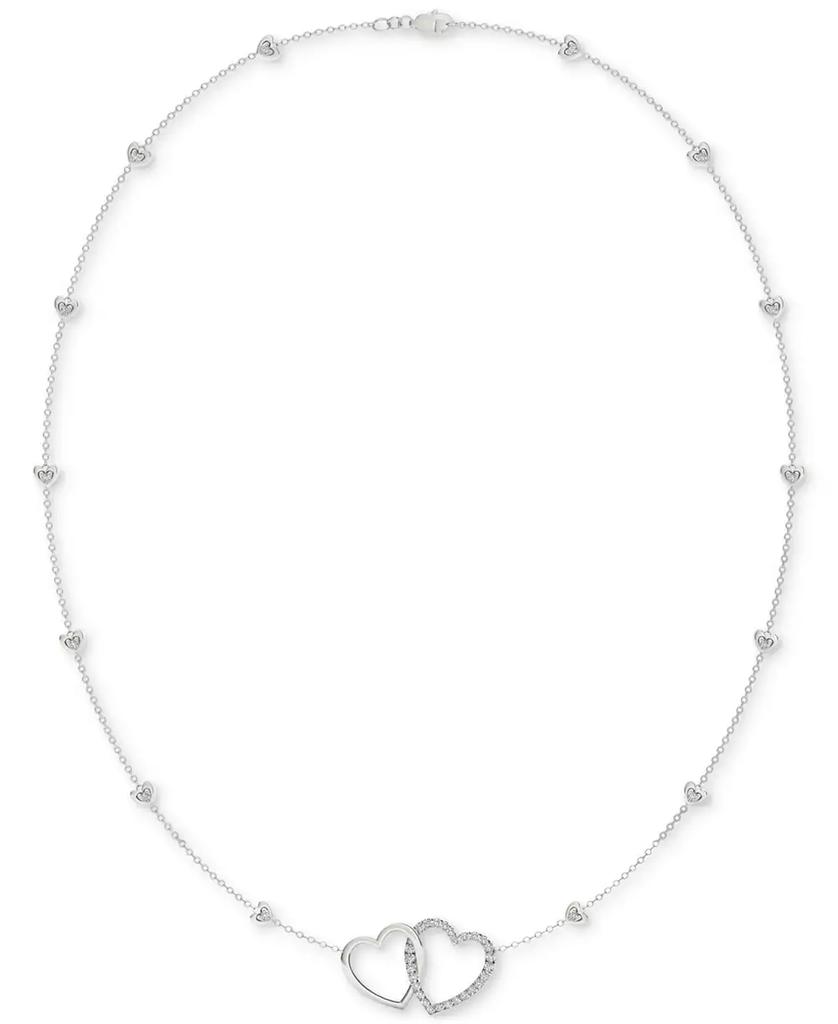 Charles & Colvard Moissanite Linked Hearts Pendant Necklace (3/8 ct. t.w.) in Sterling Silver, 18"