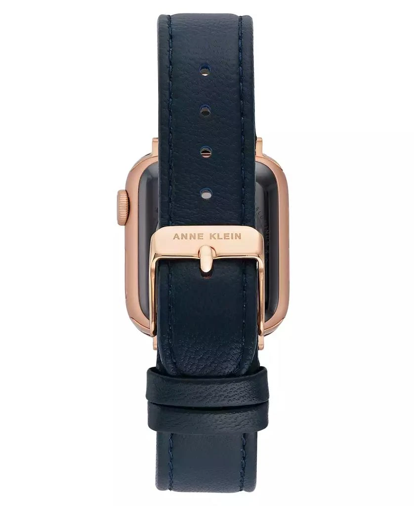 Anne Klein Women's Navy Genuine Leather Band designed for Apple Watch® 42mm (Series 10) & 38/40/41mm 3