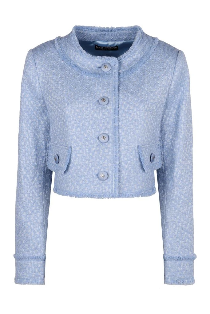 Dolce & Gabbana LIGHT BLUE TWEED BLAZER 1