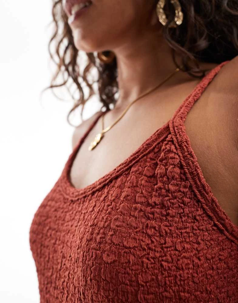 ONLY Petite ONLY Petite textured maxi cami dress in rust 3