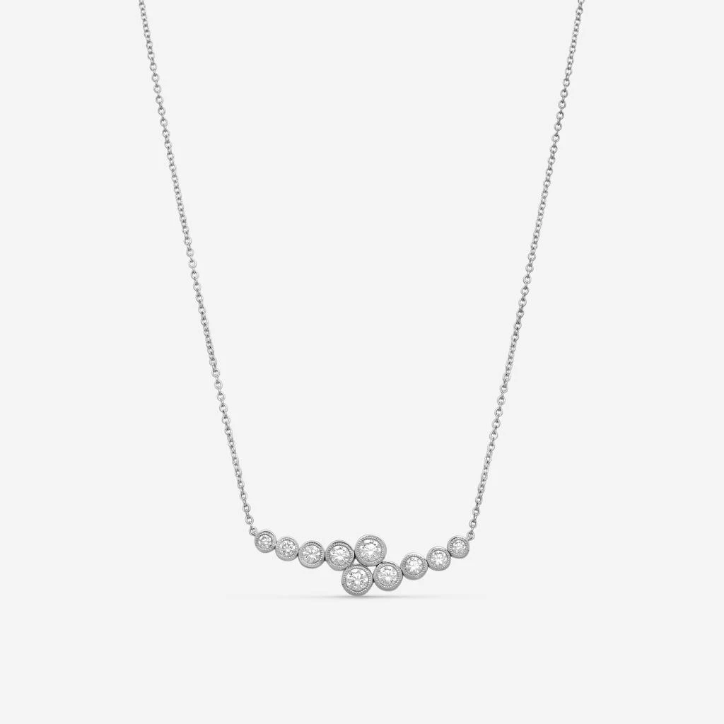 Mémoire Mémoire Toujours 18K White Gold Diamond Crossover Necklace FNTU111