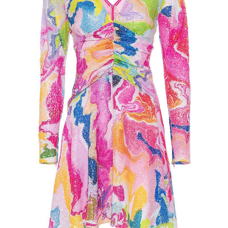 Nocturne Printed Sequined Mini Dress (Final Sale)