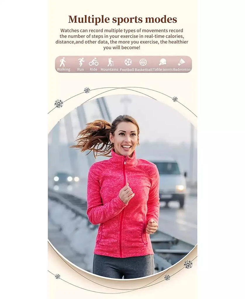 RUXING Smart Watch Bluetooth Call Heart Rate Monitor IP67 Waterproof Fitness Tracker for Men Women -Gold 8