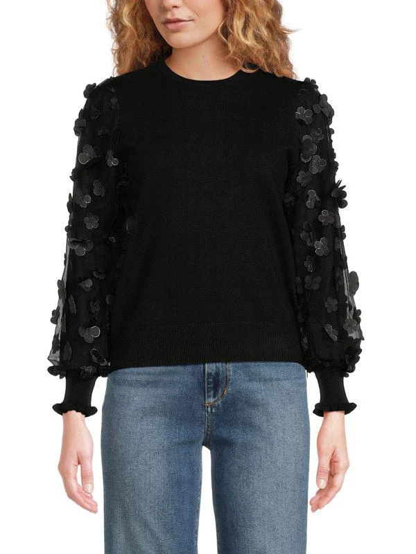 YAL New York Floral Lace Knit Top 1