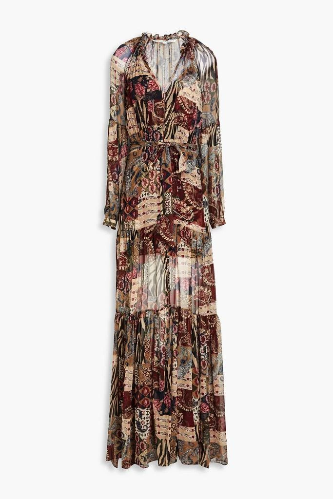 VERONICA BEARD Isra belted paisley-print silk-georgette maxi dress 1
