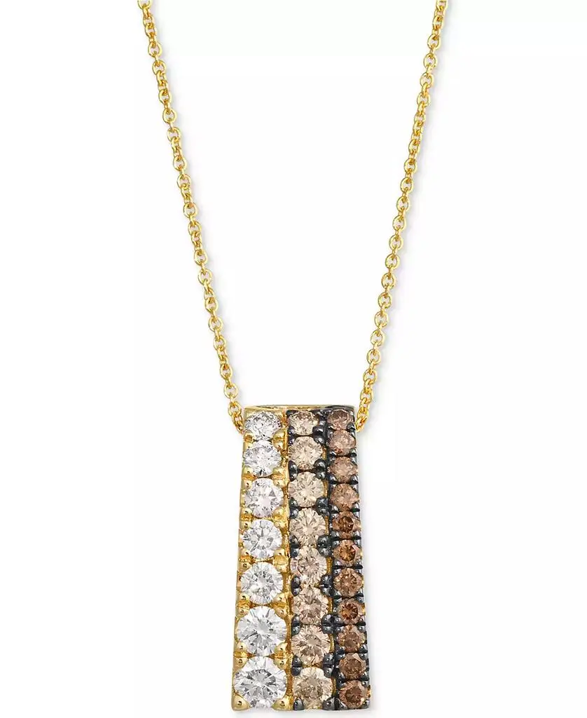 Le Vian Chocolate Ombré Diamond Triple Row Graduated Adjustable 20" Pendant Necklace (1-1/4 ct. t.w.) in 14k Gold