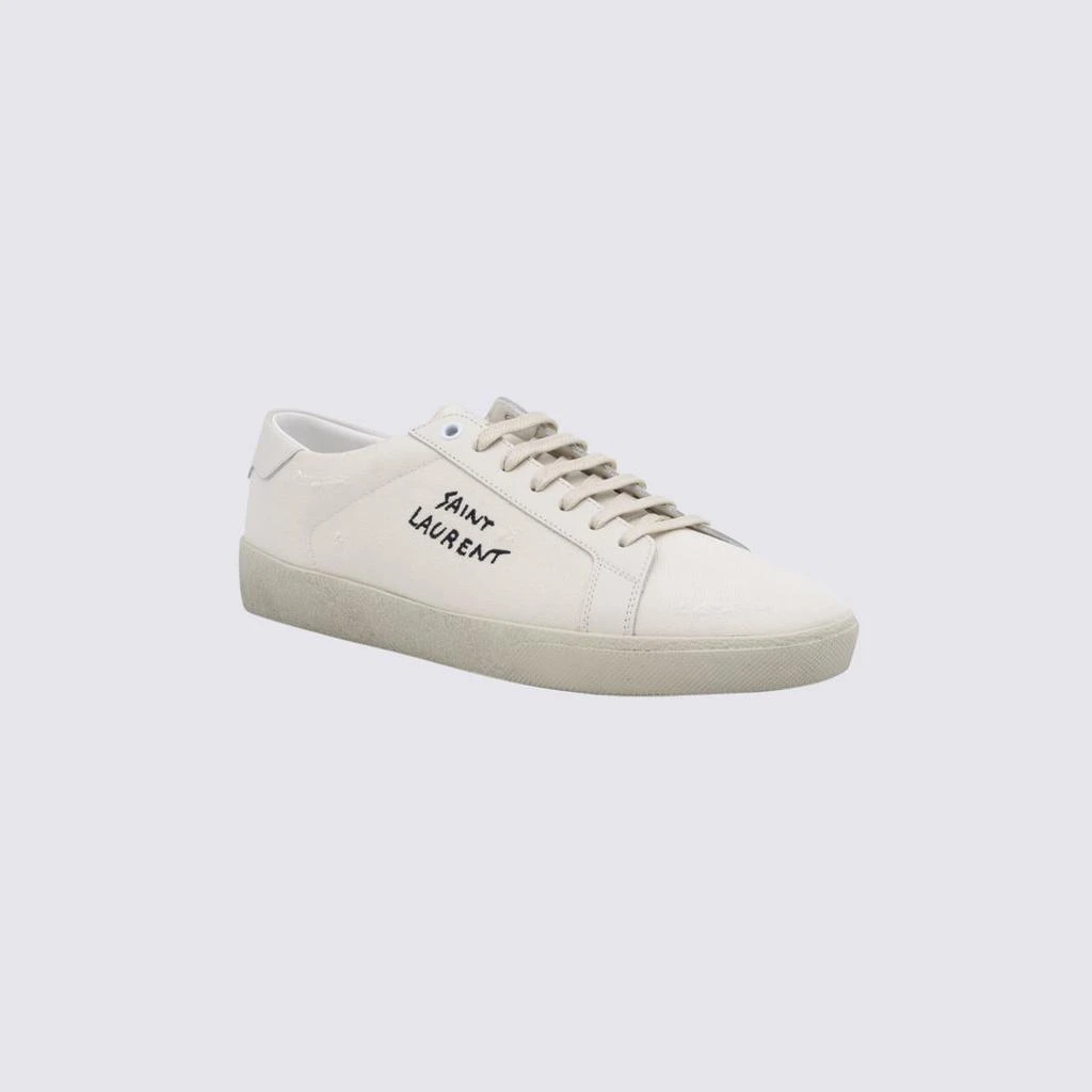 Shop Saint Laurent Off White Leather Court Classic Sneakers on