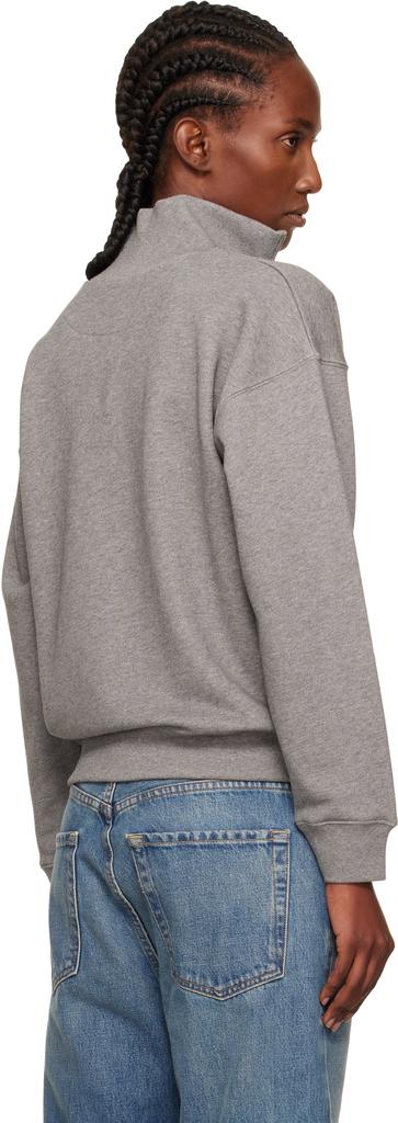 Gray Half Zip Baby Fox Patch Sweatshirt – On Sale Now with Up to