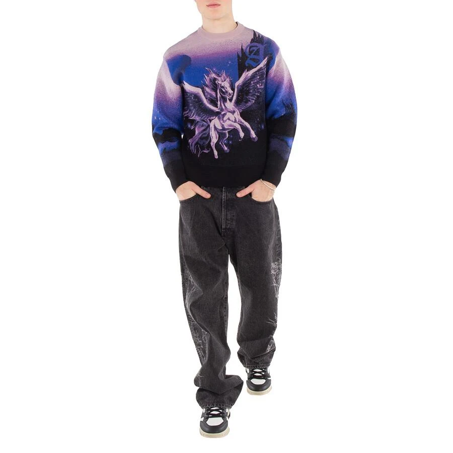Aries Men's Purple Woolen Jumper Pegasus Print Sweater 2
